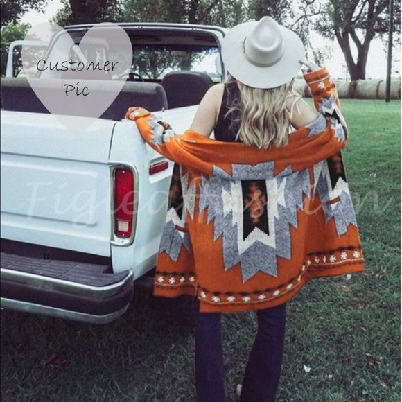 New Tribal Boho Aztec Western Cardigan Sweater - Picture 4 of 11